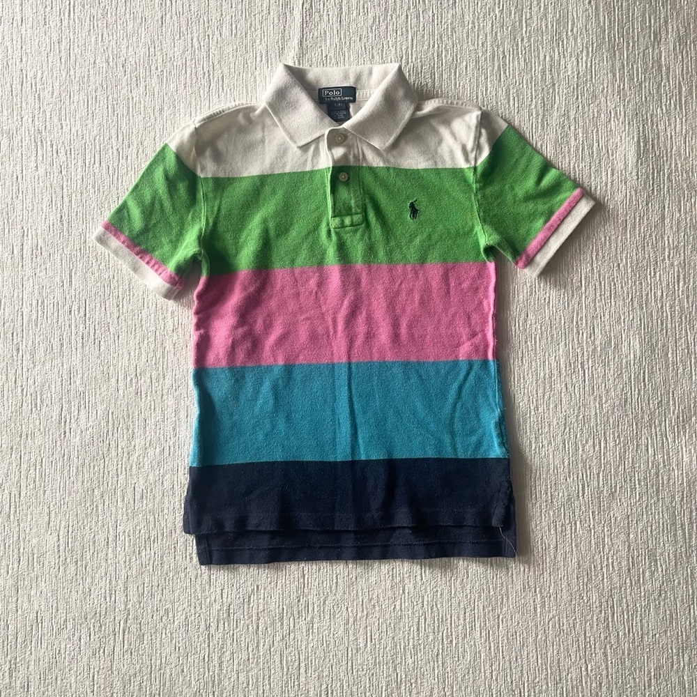 Ralph Lauren Boys' White/Green/Pink/Blue/Navy Stripe Polo